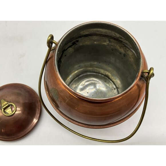Antique Swedish Copper Ware Copper Pot, Pail, or Churn with Lid and Handle 4" - Picture 6 of 10